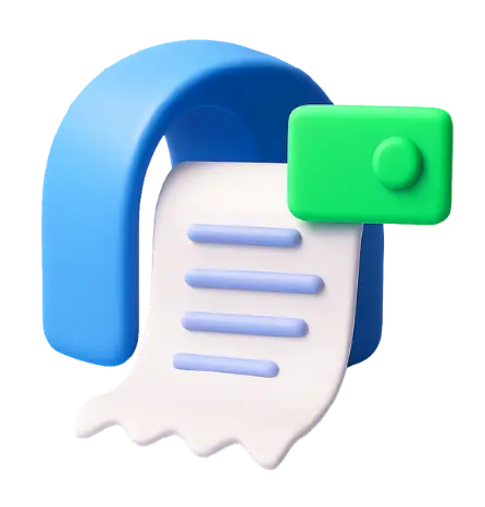 Receipt with checkmark — clean accounting
